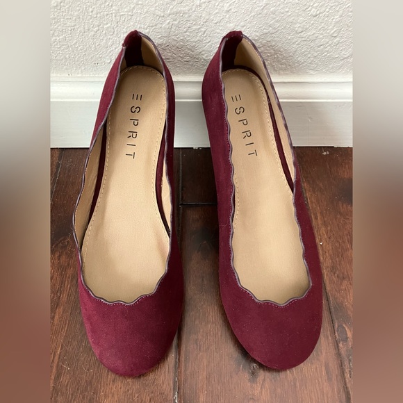 Esprit Shoes Esprit Scalloped Maroon Ballet Flats Poshmark